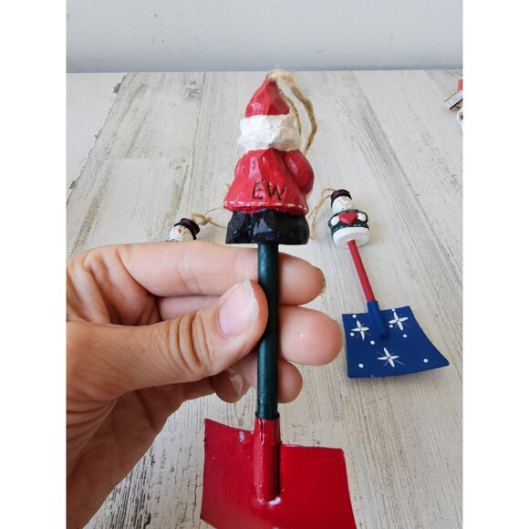 Vintage Eddie Walker shovel Santa snowman ornament Xmas tree heart star - Picture 5 of 7